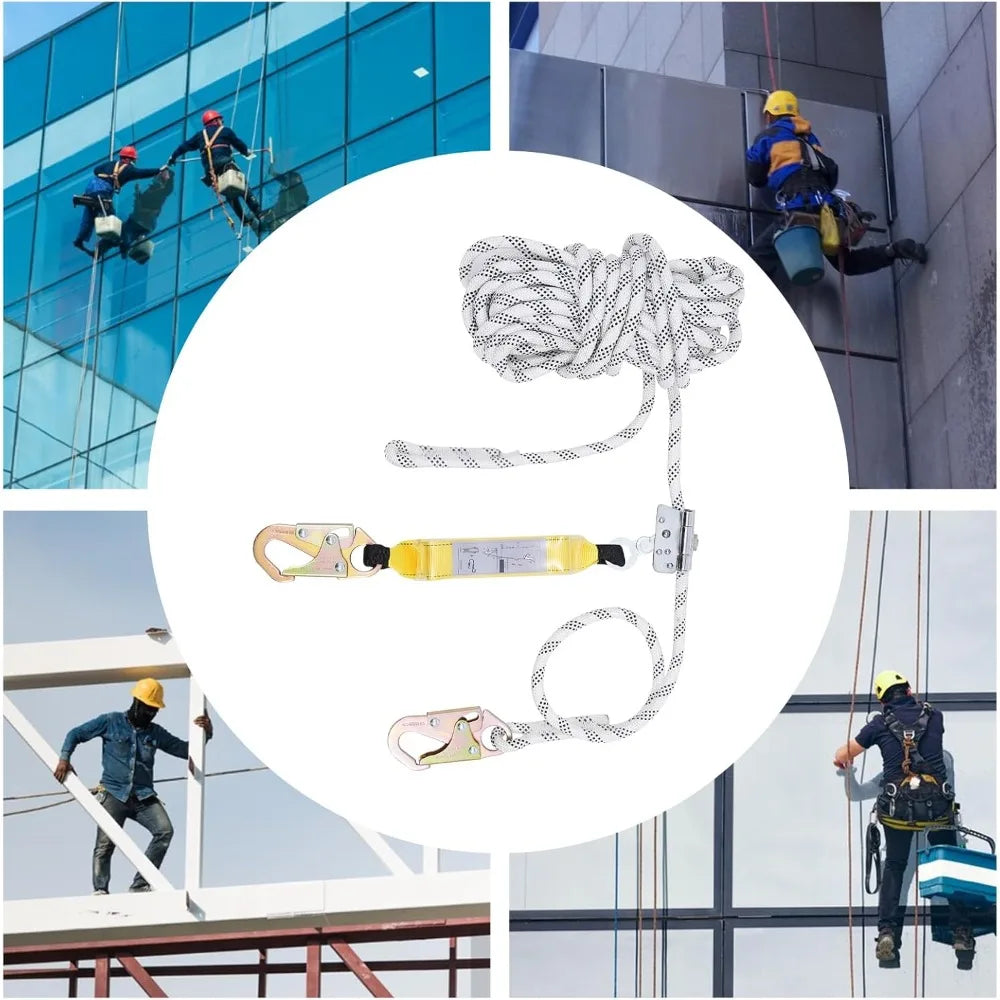 Vertical Lifeline Assembly 50ft Rope Harness Safety Lanyard Fall Protection Rope for Roofing Climbing Logging Inspections