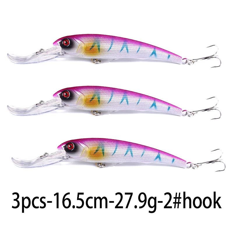 Hengjia 16.5cm 28g Big Minnow Lure Trolling Bait Artificial Wobblers Deep Diving Sea Fishing Tackle Bass Pike Crankbaits