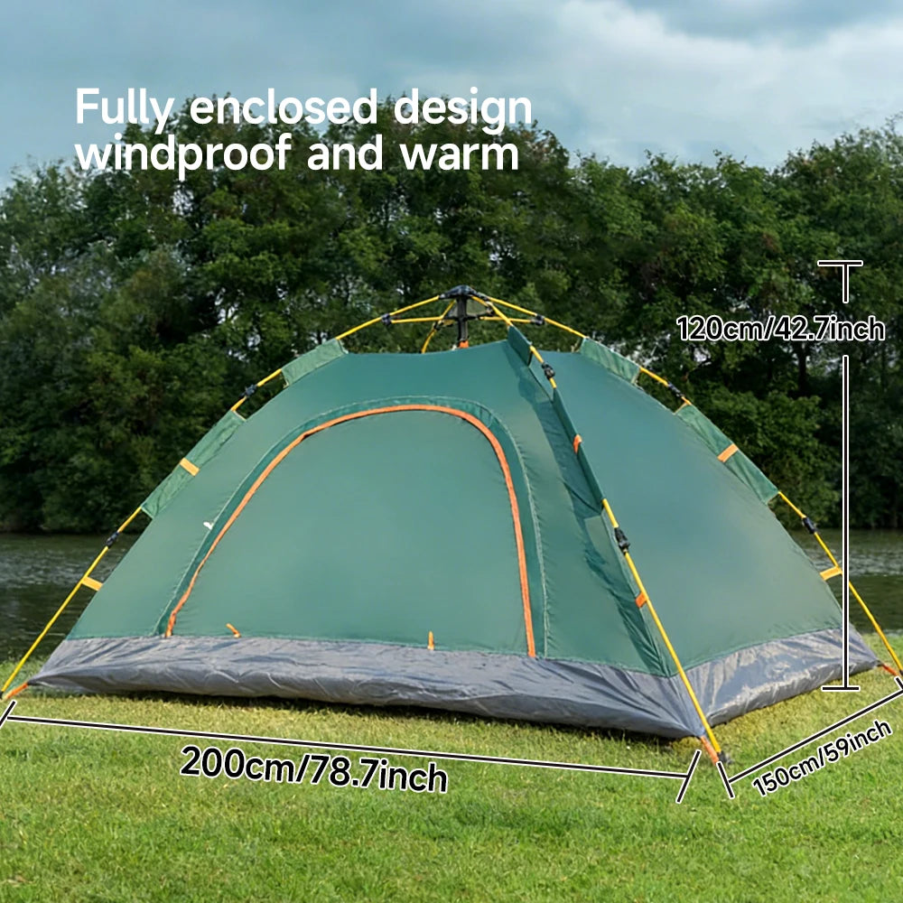 Waterproof Silver-Coated Fabric Tent with 1 Door 1 Window, High-Density B3 Mesh & Automatic Fiberglass Poles