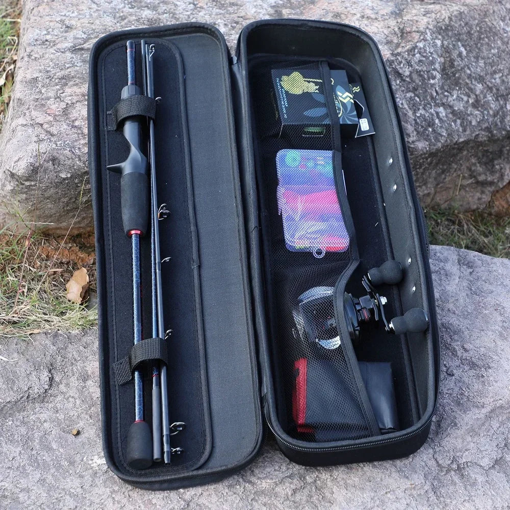 Sougayilang Fishing Rods and Reels Full Set Bag Portable 5 Sections Fishing Rod and 12LB Max Drag Baitcasting Reel Carp Fishing