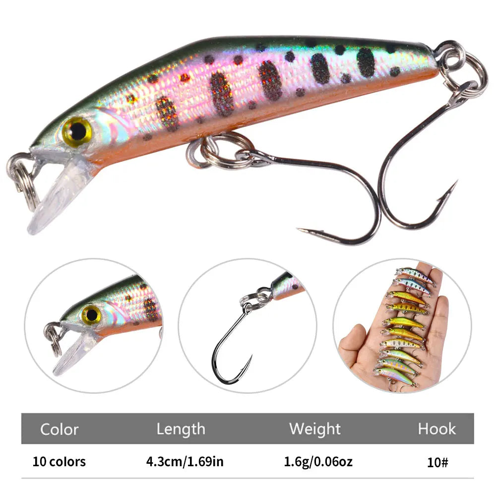 1pcs 4.3cm 1.6g Pesca Stream micro Fishing Lure Sinking Minnow Artificial Hard Bait For Bass Carp Pike SalmonTrout Panfish Lure