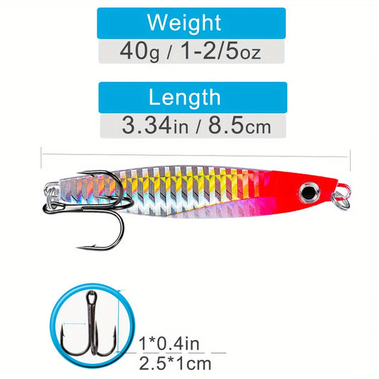 Ackibbik 6pcs Metal Cast Jig Spoon 40g Fishing Jigs Saltwater Fishing Casting Jigging Fish Metal Sinking Lure for Tuna, Kingfish