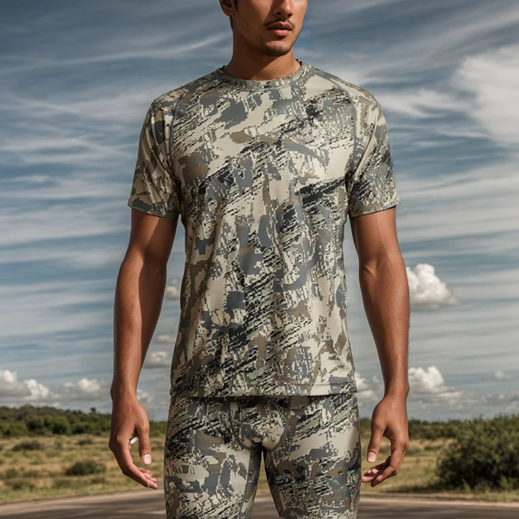 Men's quick-drying printed camo hunting short sleeve