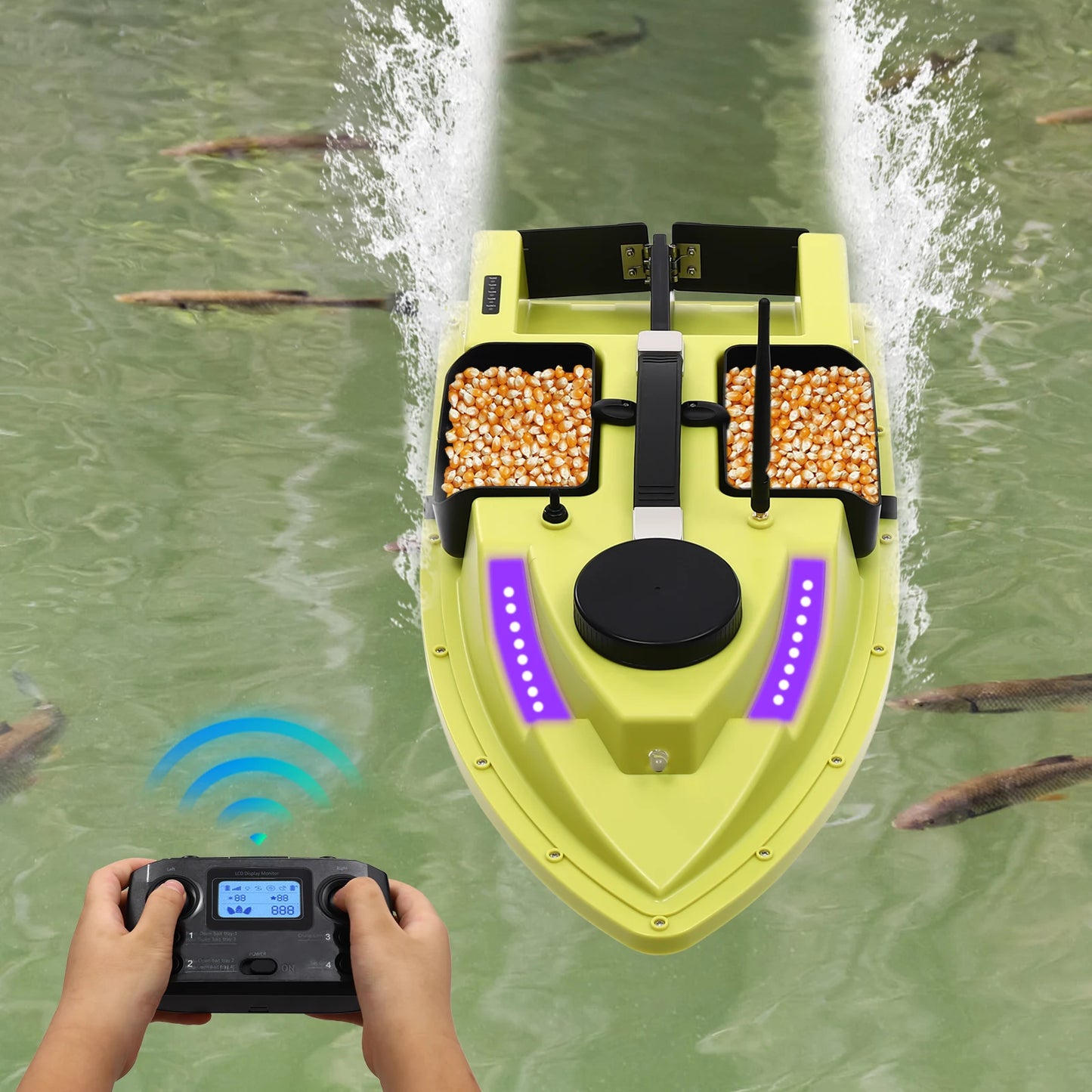 Battery LED Screen Fishing Bait Boat Slot Fishing Bait Boat Set