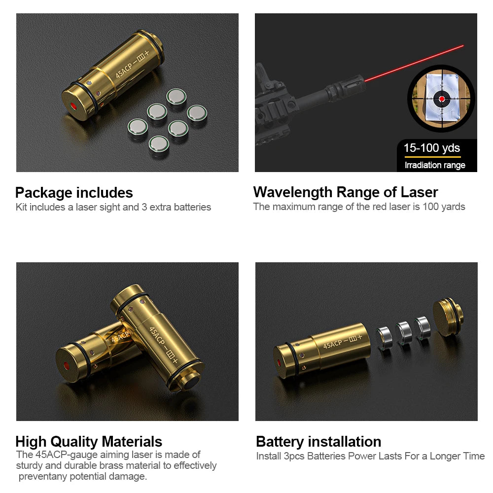 45ACP laser training cartridge Red Dot Laser Training Bullet Dry Fire Laser Trainer Cartridge Tactical Laser Bullet