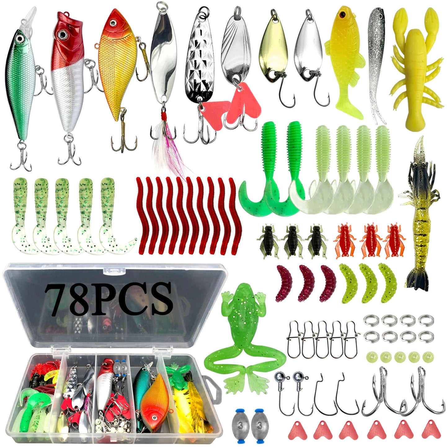 Fishing Lures Kit for Topwater Bait Rigs Tackle Kit for Bass Trout Salmon Fishing Accessories