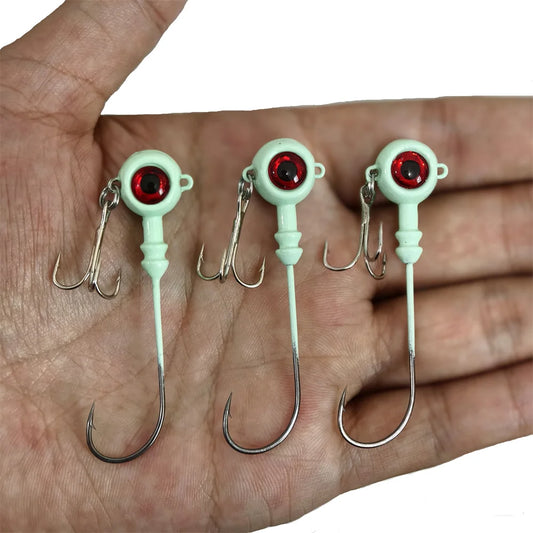 Fishing Barbed Hooks Artificial Hard Bait Luminous Head Jig Lure
