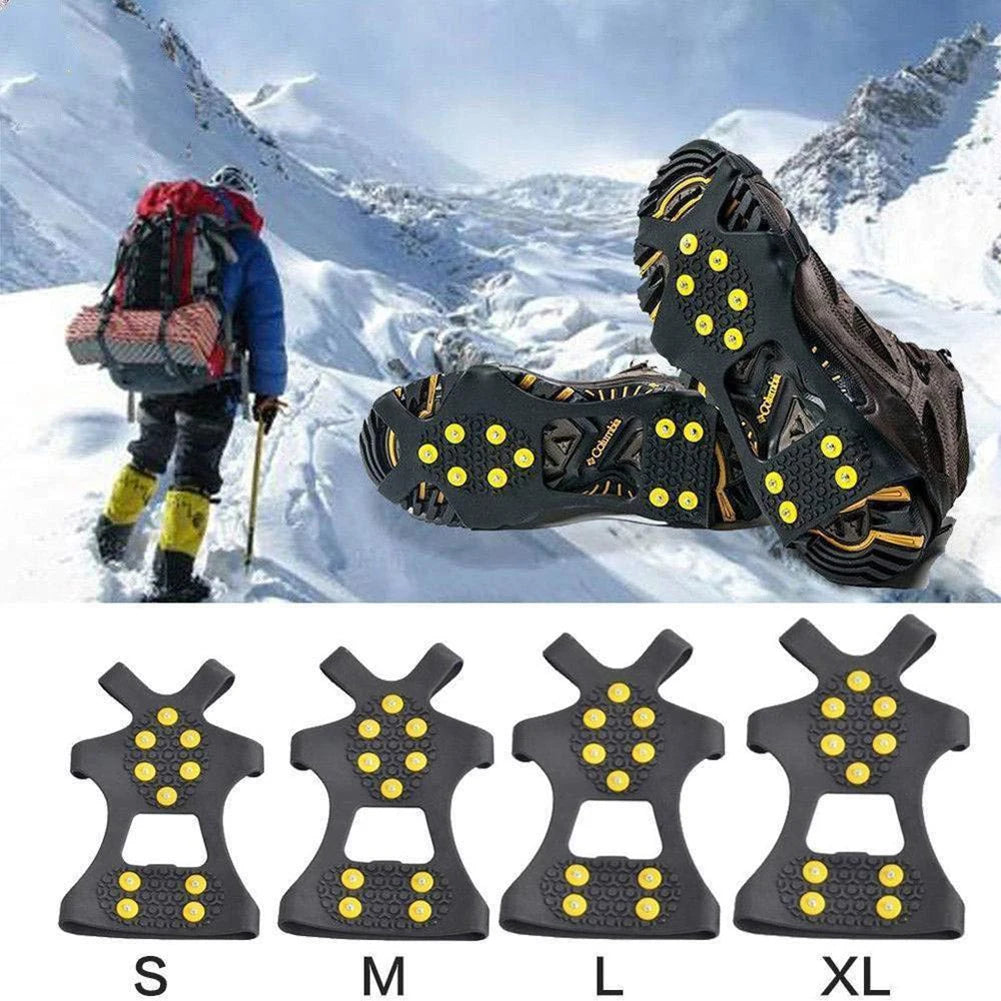 1-5Pair 10-Studs Snow Ice Claw Climbing Anti Slip Spikes Grips Crampon Cleats Sport Shoe Cover for Women Men Boots Cover