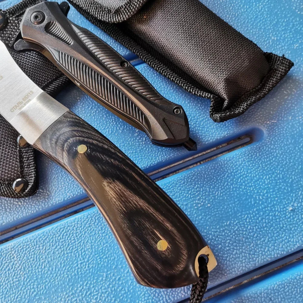 Stainless Steel Axe & Folding Knife Combo Set: Durable for Outdoor Adventures, Camping & Hiking