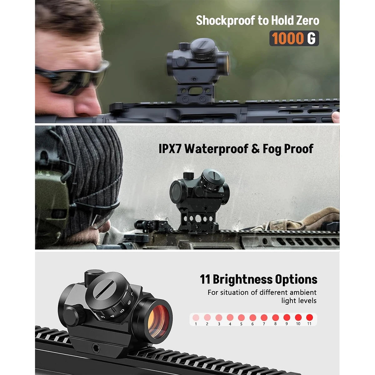 Red Dot Sight 1x25mm Reflex Sight Waterproof & Shockproof & Fog-Proof
