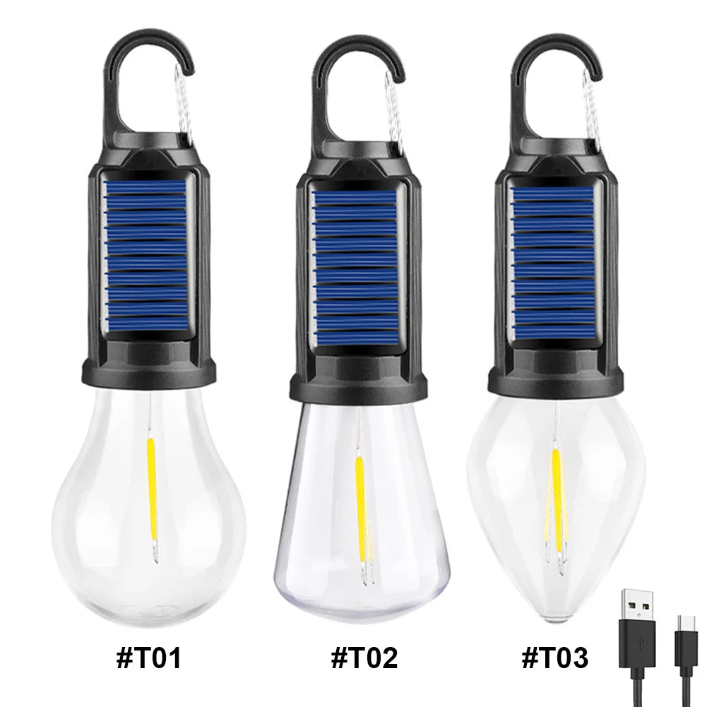 2-5PCS Solar Powered LED Lighting Lantern USB Charging Outdoor Tent