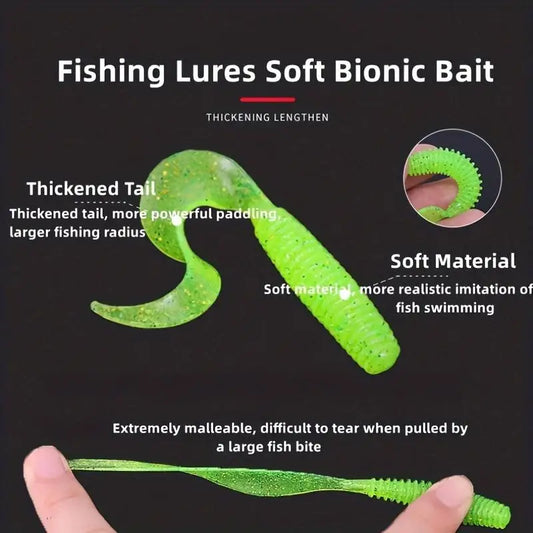 Soft Fishing Lures Kit Silicone Lure Set Artificial Bait Worm with Crank Jig Head Hooks