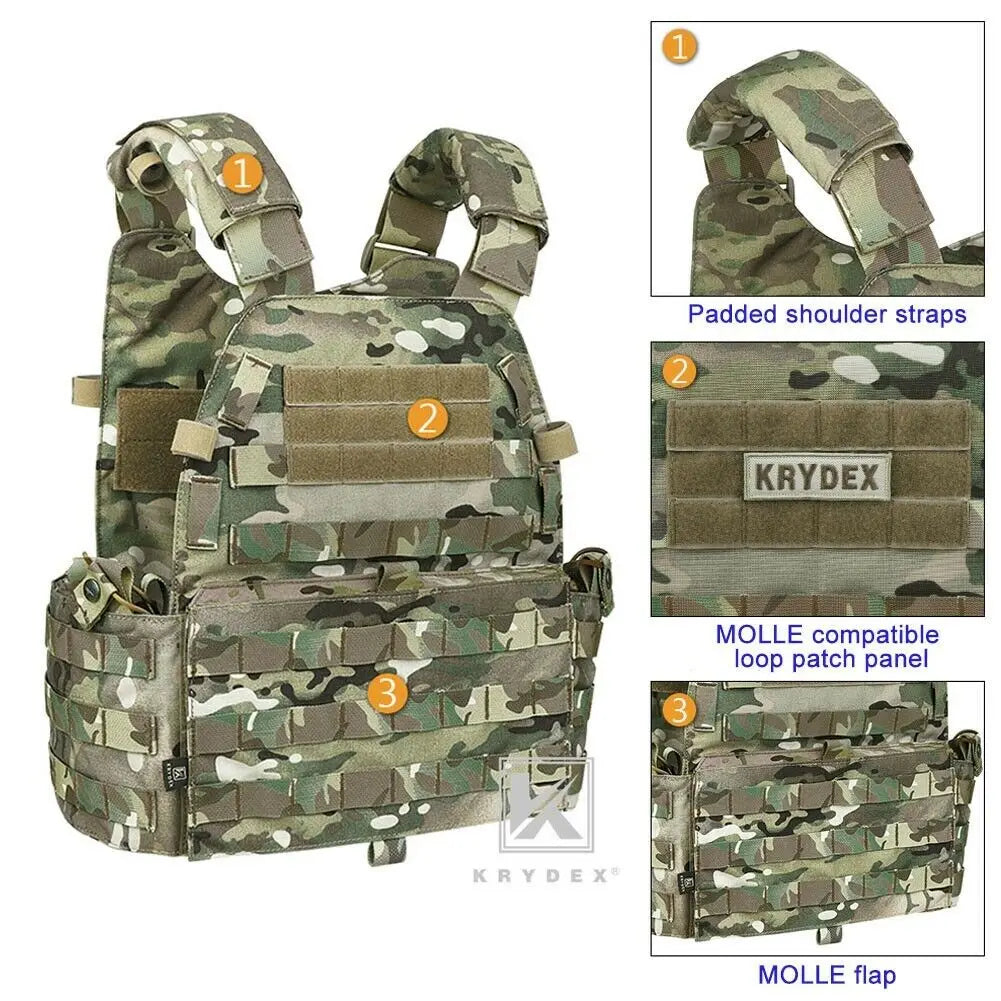 KRYDEX Tactical Body Armor Combat Vest Plate Carrier With Magazine Pouch