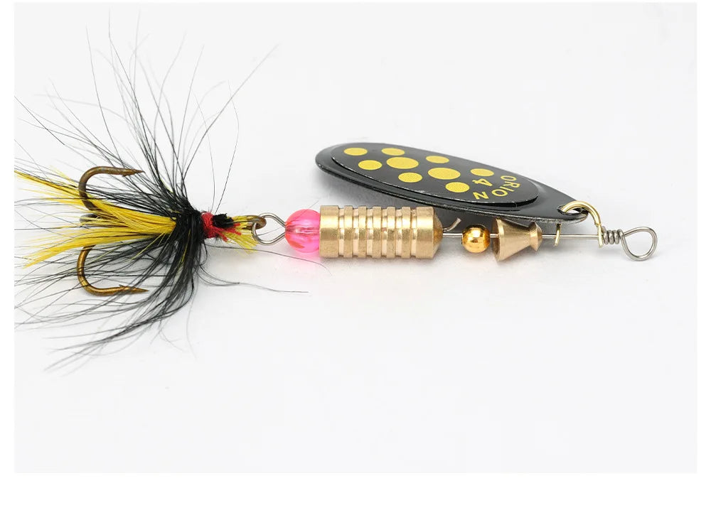 1/2pcs Metal Hard Bait Rotating Spinner Fishing Lure Spoon Sequins Wobblers Bass Pesca With Feather Hooks 3.5g/4.5g/7g/9g/12g