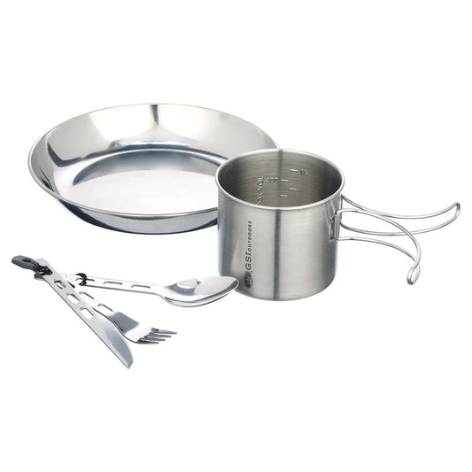 Lightweight Durable 1 Person Camping Table Set Stainless Steel Cutlery Plate Cup