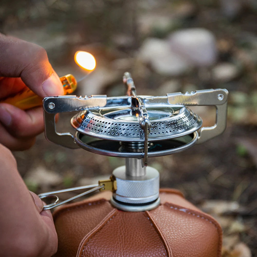 Outdoor Camping Gas Stove Small Camping Stove with Storage Bag Lightweight Stove Head for Hiking Climbing Fishing