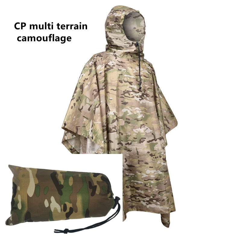 Multifunctional Raincoat Waterproof Poncho Camouflage Cover For Camping Hunting Clothes