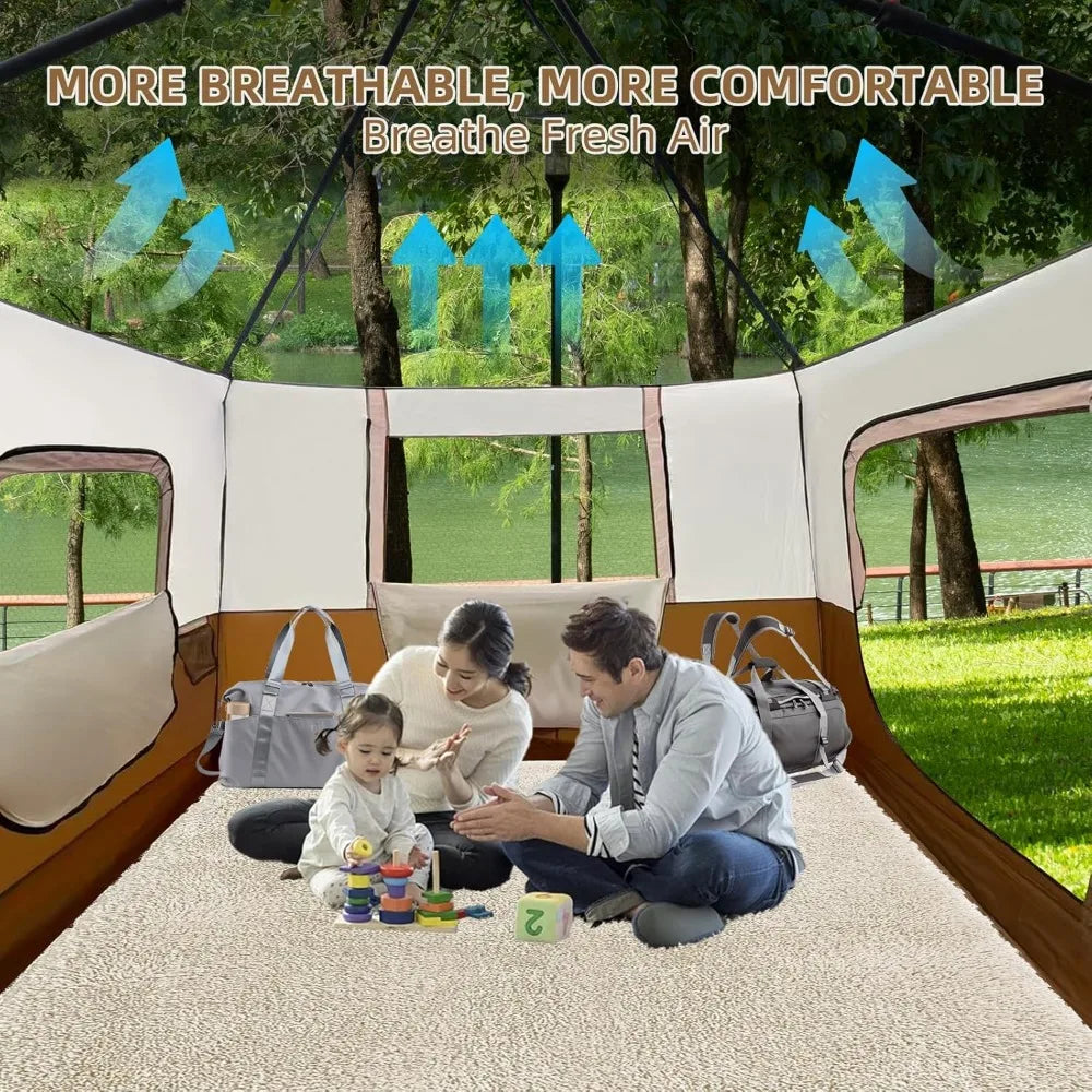 8 Person Instant Cabin Tents, Large Family Tent Include Pre Installed Pole for Easy Installation,