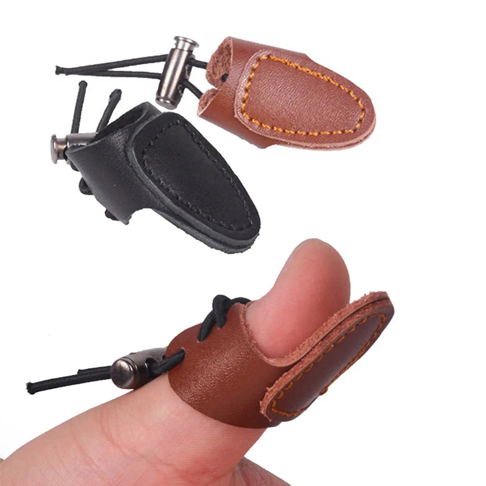 Soft Cow Leather Recurve Bow Arrow Finger Tip Protector Practice Archery Thumb Ring Tab Guard Hunting Accessories