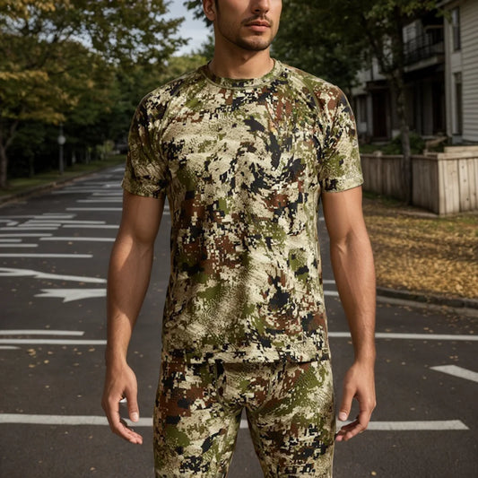 Men's quick-drying printed camo hunting short sleeve