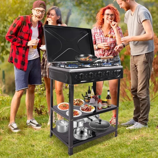 Natural Gas Stove Outdoor 5-Burner Stove Portable Gas Stove