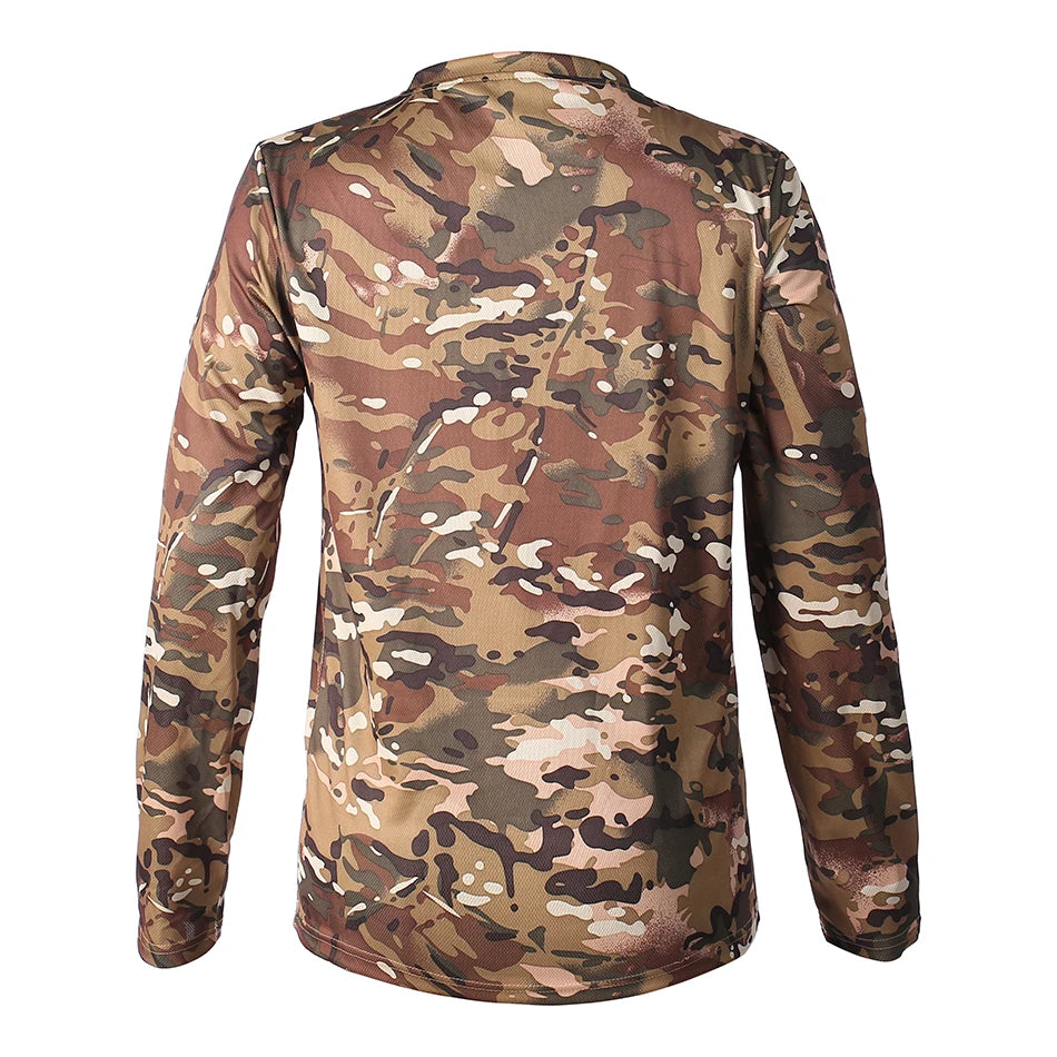 Long-Sleeve T-Shirt Anti-Sweat Shirts Breathable Camo Hunting Clothes Men Elasticity Sun-Protective Top
