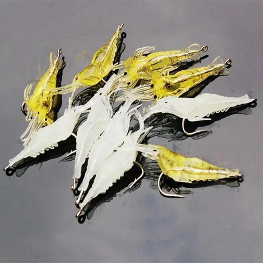 Soft Silicone Luminous Simulation Shrimp Lure With Hook Artificial Baits Fishing