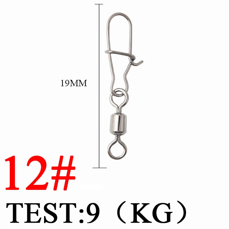 Bearing Rolling Swivel Stainless Steel Snap Pike Fishing Accessories Connector Fishhook Lure Swivels Tackle