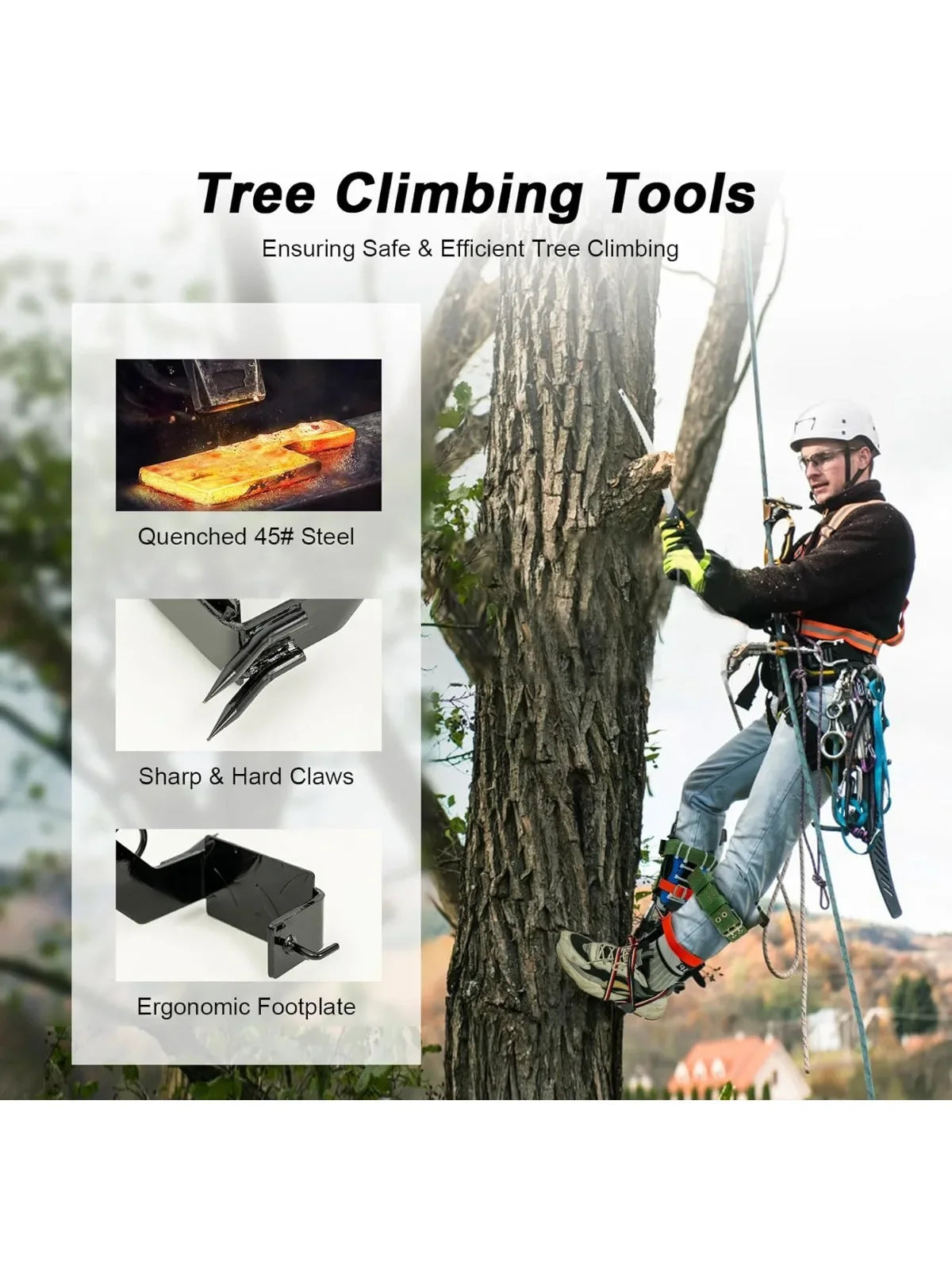 Tree Pole Climbing Spike Set Adjustable Stainless Steel Tree Pole Climbing Equipment for Outdoor Jungle Survival Fruit Picking