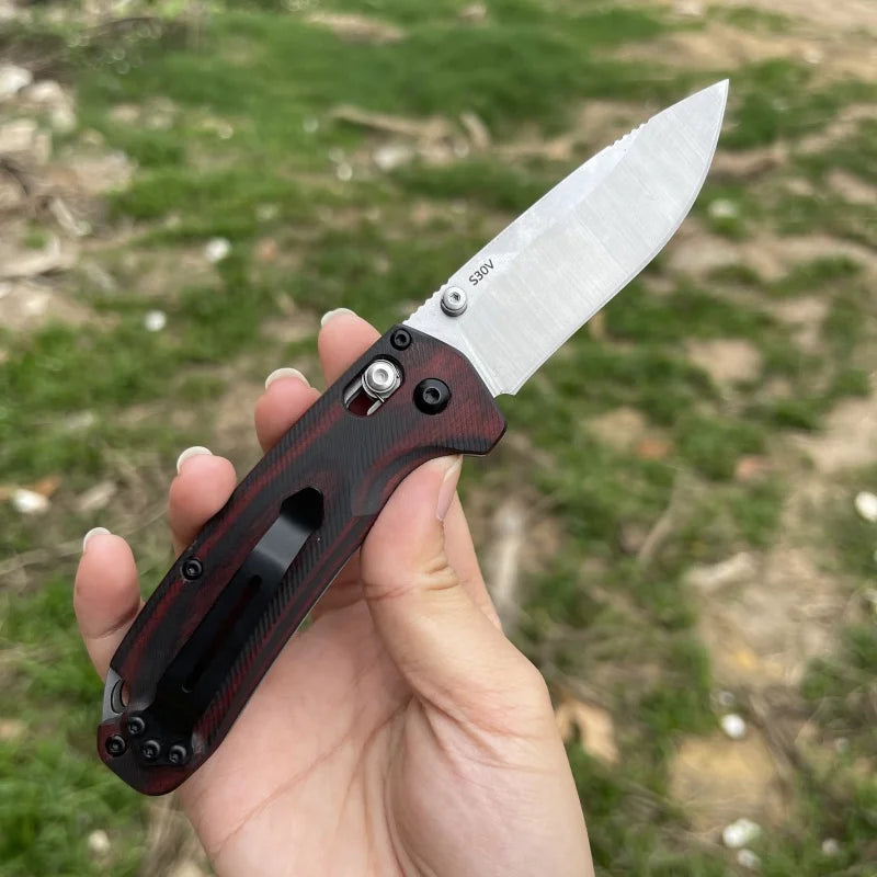 Pocket Folding Knife Wooden Handle, Outdoor Camping Survival