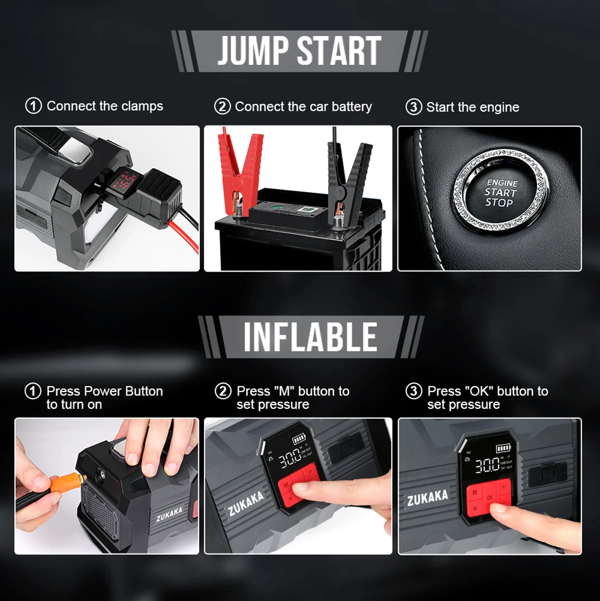Car Jump Starter 150PSI Air Compressor