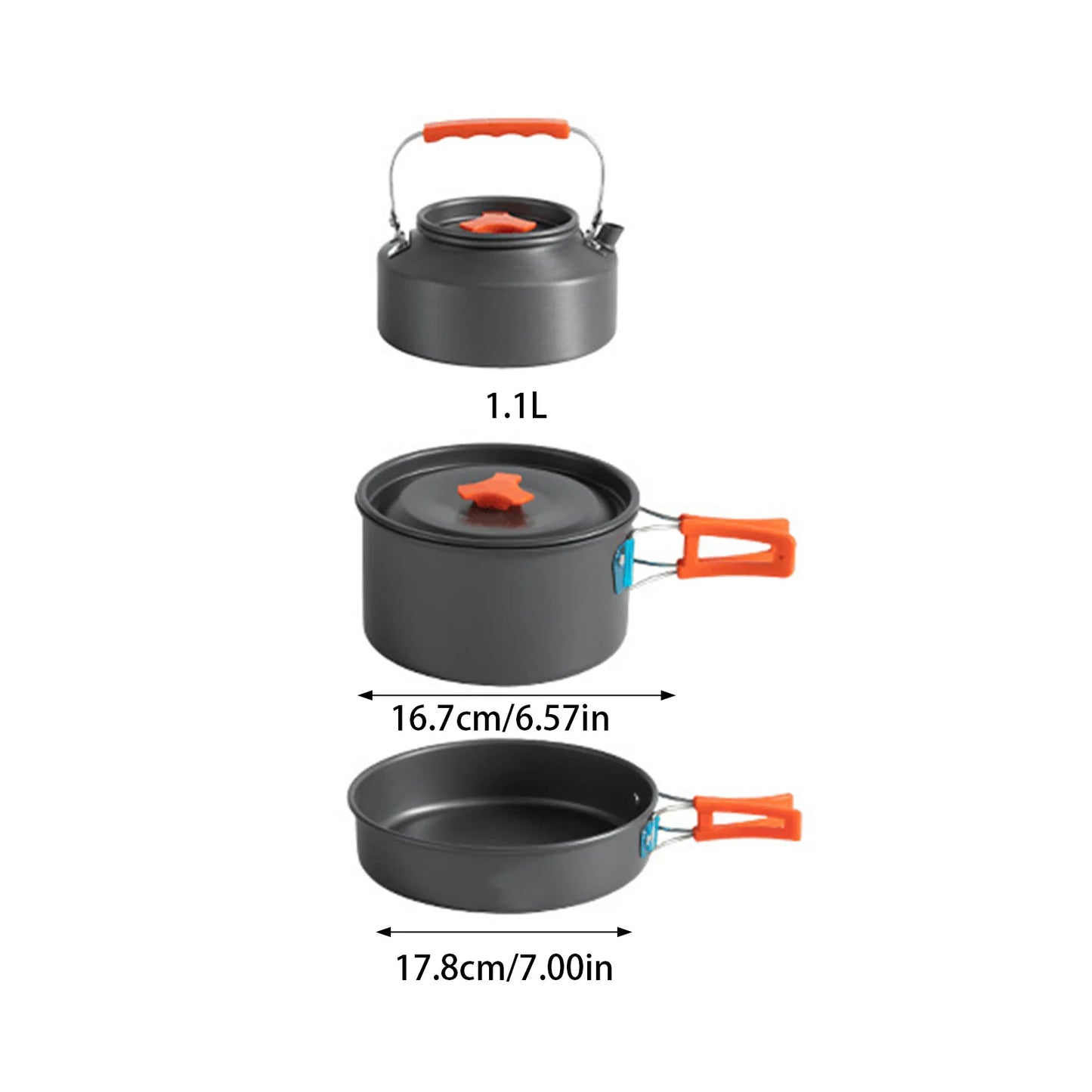 3pcs Camping Cookware Set Portable Non-Stick Aluminum Alloy Pot Pan