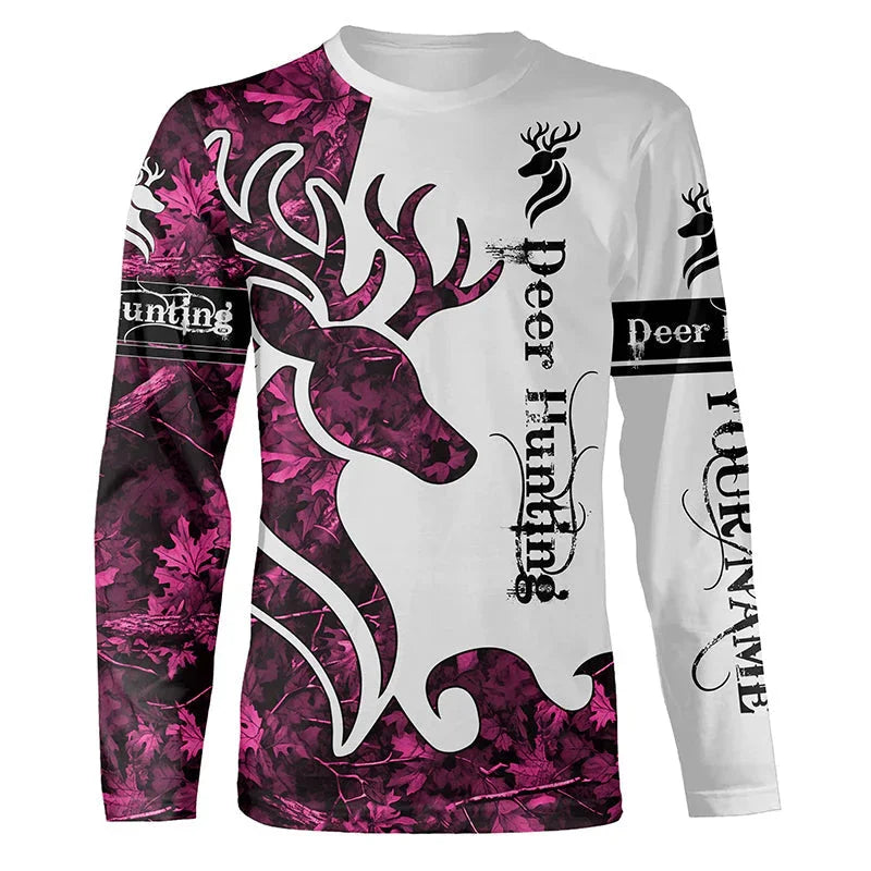 Camo Hunting Animals Wild Boar Men T-Shirt 3D Print Sport Long Sleeve Tee Tops Casual O Neck Streetwear T Shirts Men&