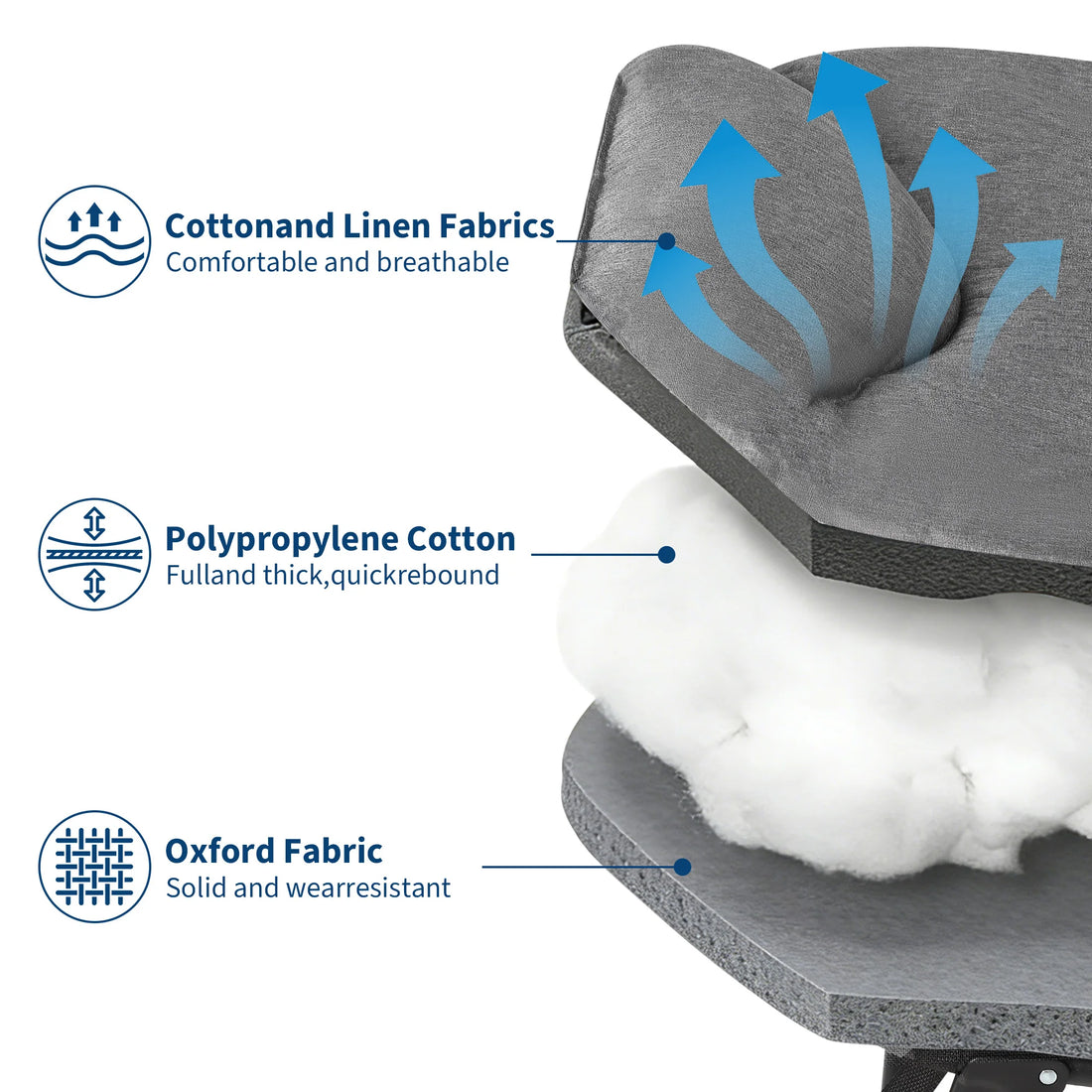 Portable Folding Bed with Cushion and Pillow, Camping Tent Cot for Adults with Supports 500 Lbs for Patio Beach Indoor Outdoor