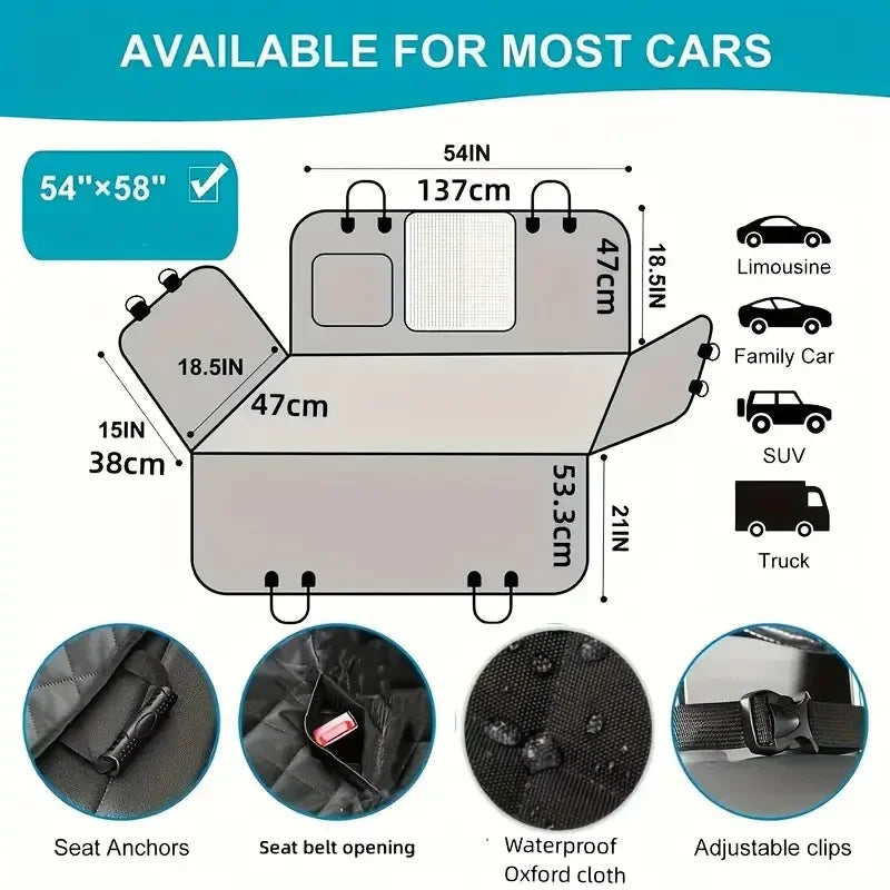 Dog Car Seat Cover for Pets 100% Waterproof Seat