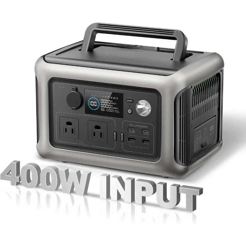 Portable Power Station, 2 400W Max Input, MPPT Solar
