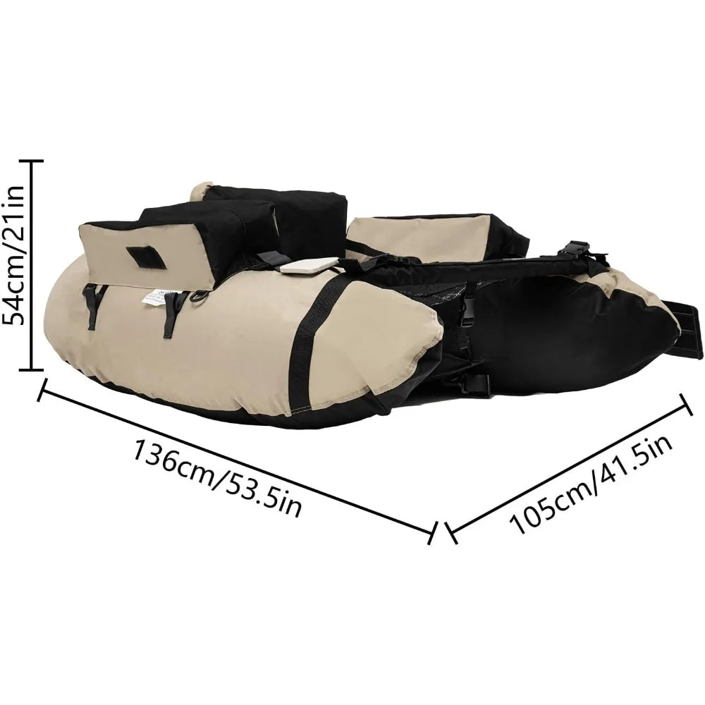 Fishing Float Tube Inflatable Boats U-Shaped Fishing Raft with Hand Air Pump Fish Ruler Paddle and Storage Pockets for Angling