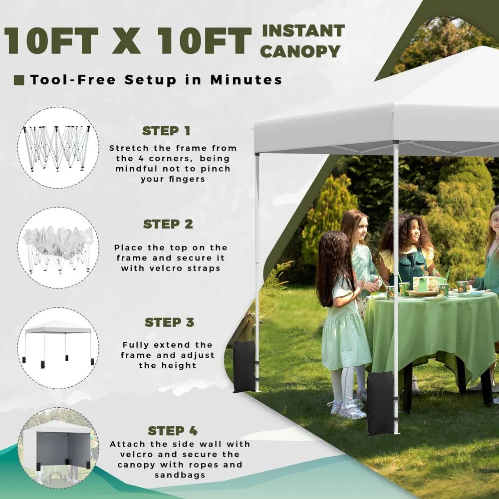 10'x10' Pop Up Canopy Tent with 3 Sidewalls