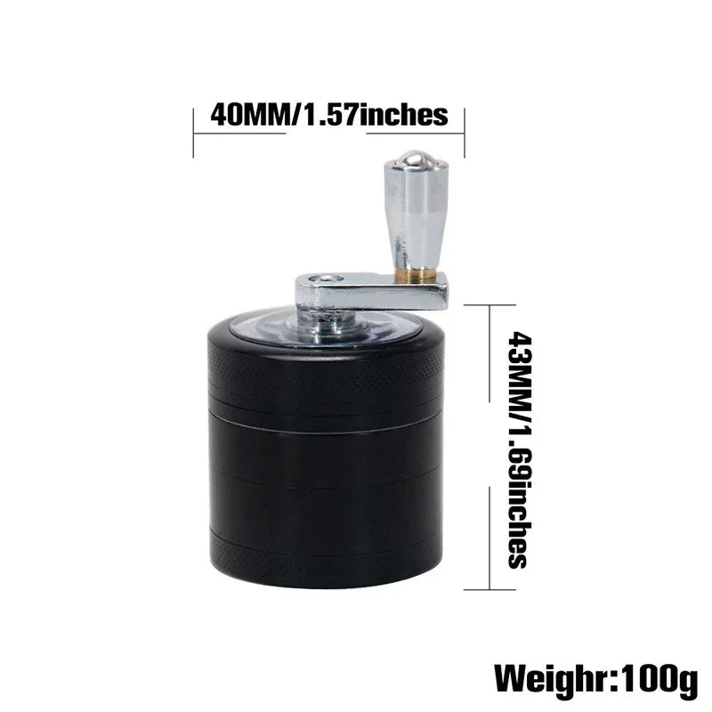 JUSTINLAU 4-layer Tobacco Grinder 40mm Manual Metal Zinc Alloy Herb Mill Spice Crusher Smoke Grinder Crusher Hand Crank Miller