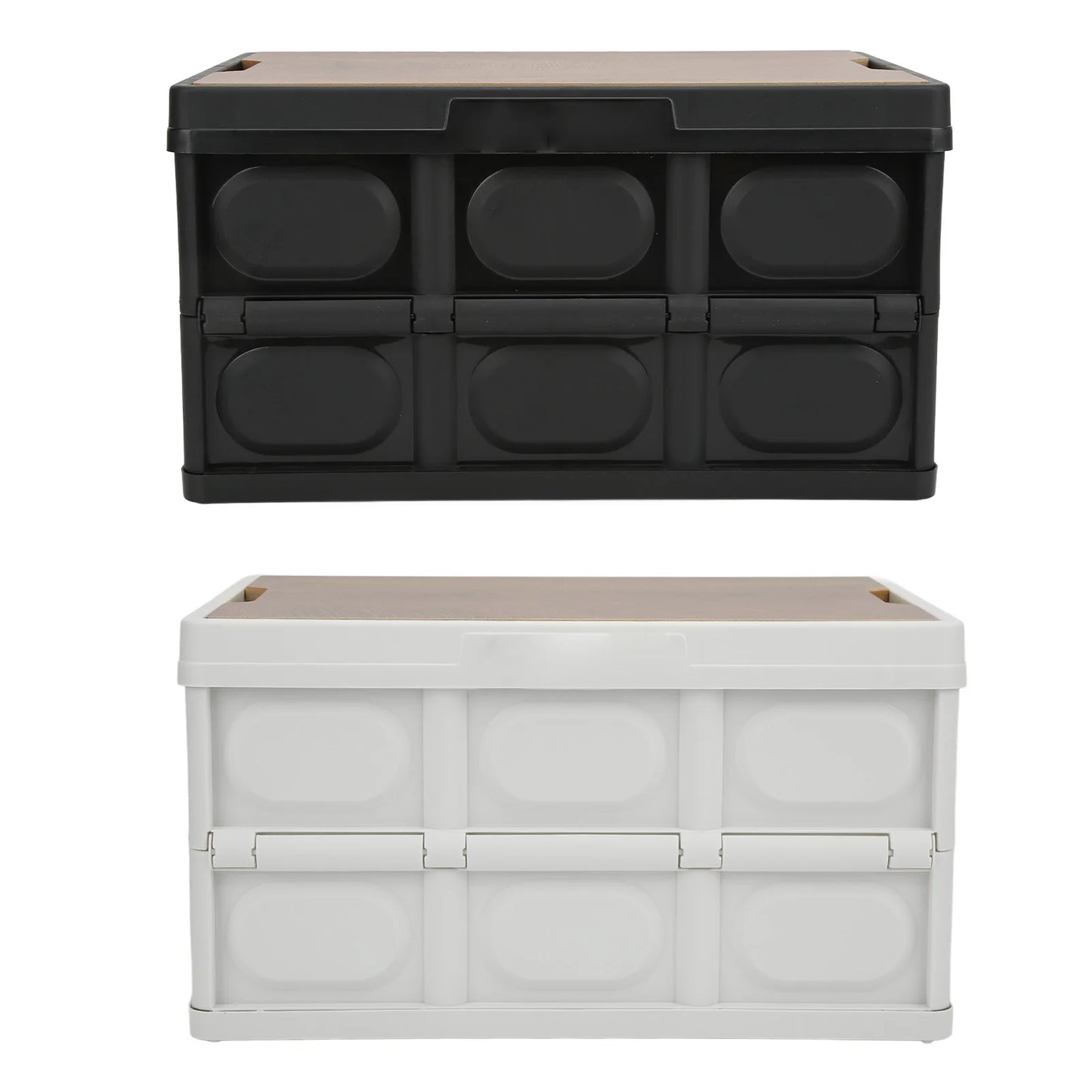 Folding Storage Box with Wooden Panel for Outdoor