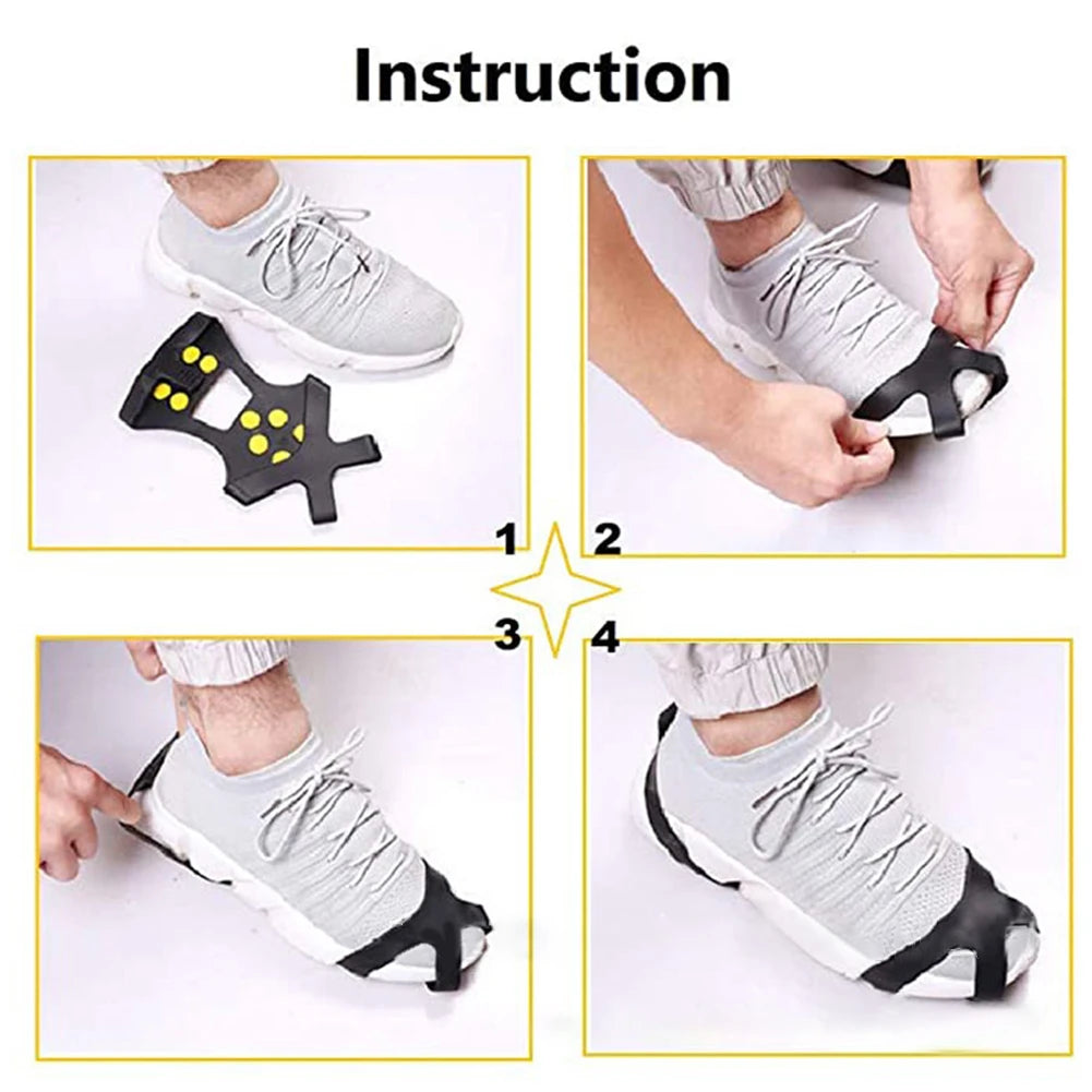10 Teeth Mountaineering Cleats Anti-Slip Snow Claw Shoe Covers Unisex Shoes Ice Cleats Outdoor Chain Shoe Spikes