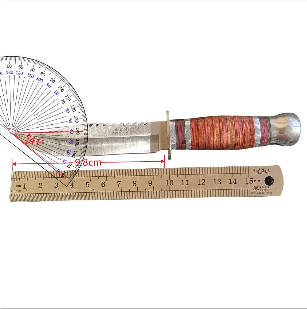 Steel Blade Hunting Knife with Wooden Handle
