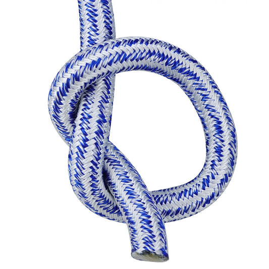 High Strength 20000lbs 3/4 Inch 24 Strand Braided Polyester Rope 100Ft White-Blue-for Tree Climbing Rigging, Arborist