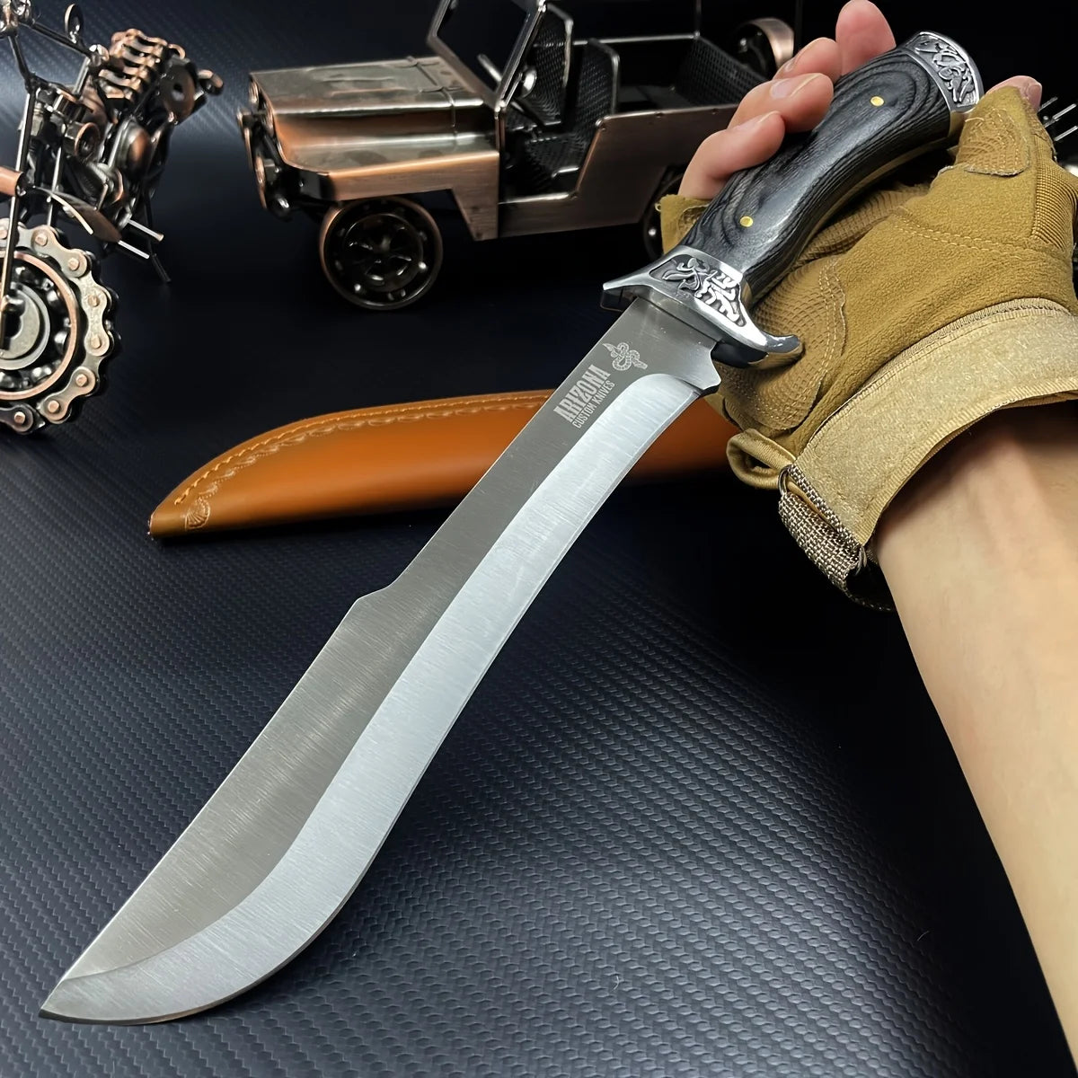 1 Knife, Black Wooden Handle Outdoor Knife, High Hardness Portable Knife, Fixed Blade, High-Quality Straight Knife, Used for Hiking, Mountaineering Adventure, Survival, Camping Supplies, Camping Supplies, Outdoor Activity Kni