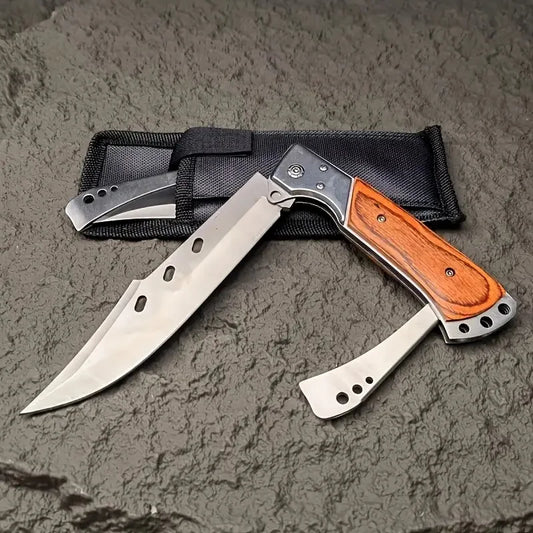 Outdoor Folding Knife, Tri-fold Knife with Nylon Sheath, Men's Knife. Suitable for Outdoor Camping, Wilderness Exploration