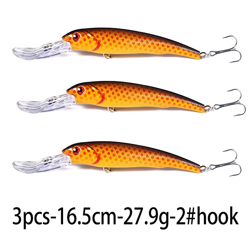 Hengjia 16.5cm 28g Big Minnow Lure Trolling Bait Artificial Wobblers Deep Diving Sea Fishing Tackle Bass Pike Crankbaits