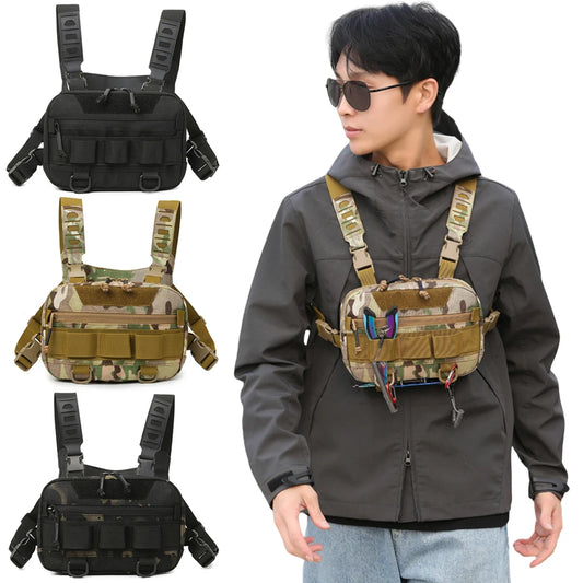 Fishing Chest Bag with Adjustable Straps Climbing Camping Backpack Large Capacity Travel Vest Backpack for Outdoor Sports