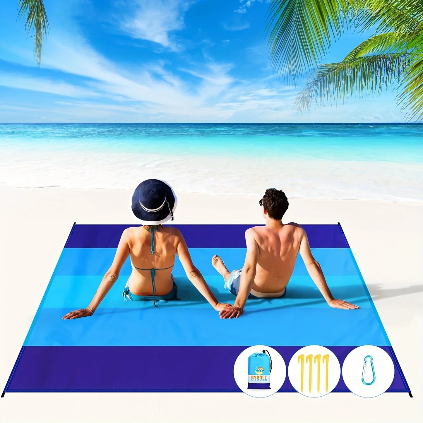 Extra Large Summer Beach Mat Fast Drying Anti Sand Camping Picnic Blanket Ultra Light Compact Portable Foldable
