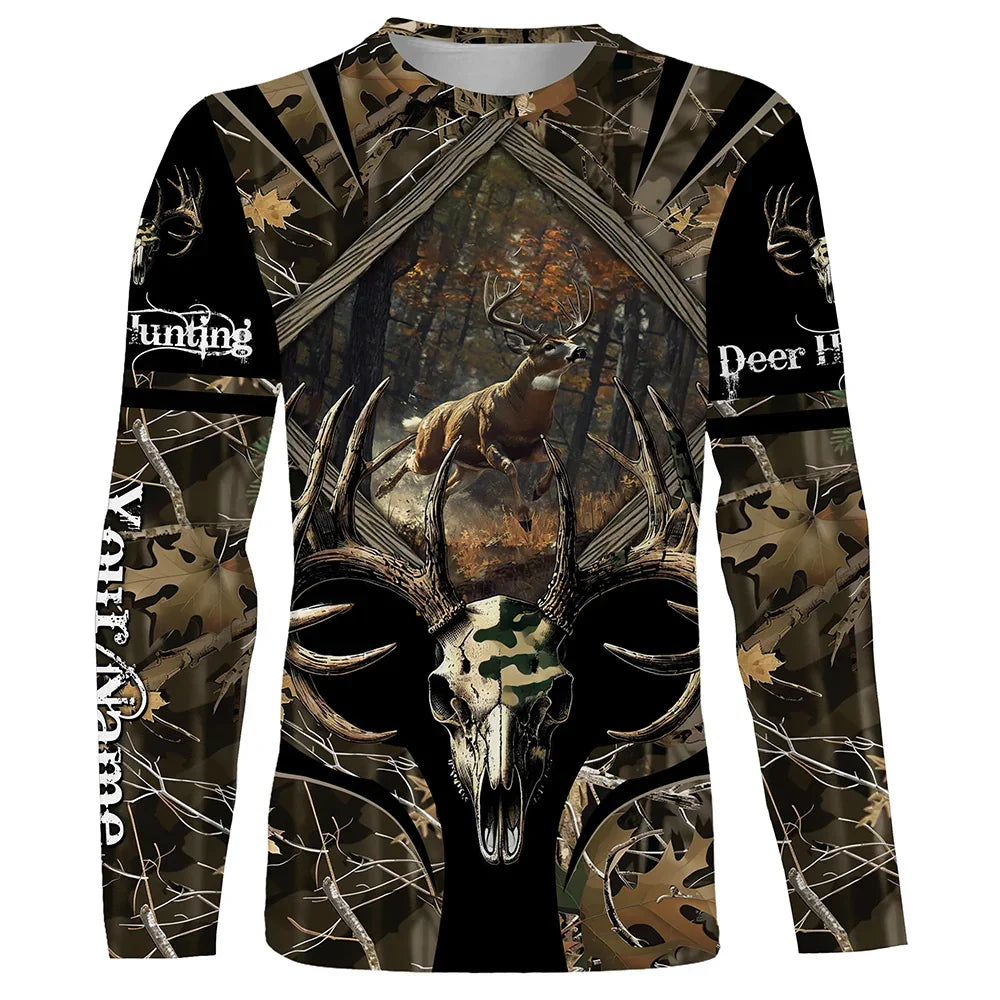 Camo Hunting Animals Wild Boar Men T-Shirt 3D Print Sport Long Sleeve Tee Tops Casual O Neck Streetwear T Shirts Men&