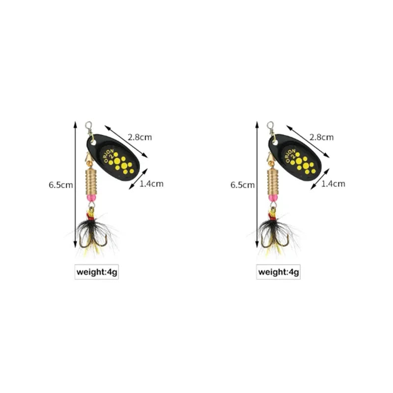 1/2pcs Metal Hard Bait Rotating Spinner Fishing Lure Spoon Sequins Wobblers Bass Pesca With Feather Hooks 3.5g/4.5g/7g/9g/12g